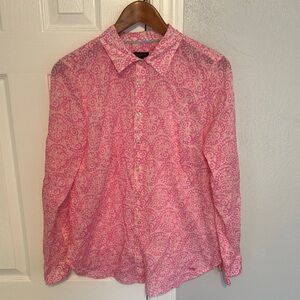 Talbots Pink Patterned Button Down Shirt
